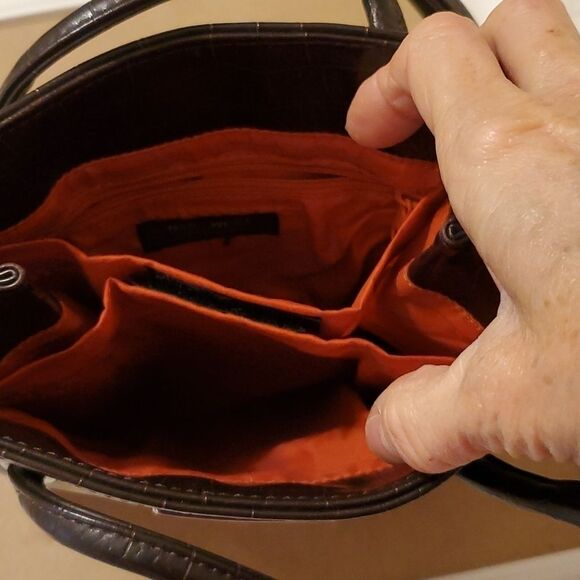 Nine West brown mock croc shoulder bag purse - Picture 5 of 8